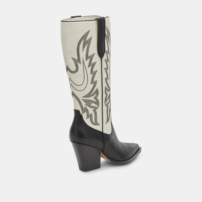 Blanch Boots Black White Leather Women Dolce Vita Boots and Booties