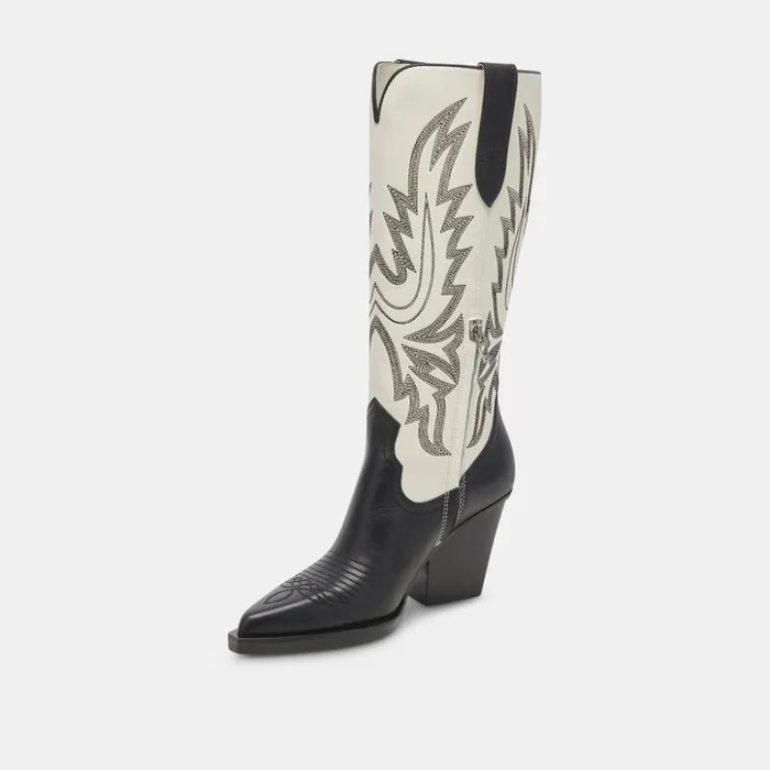 Blanch Boots Black White Leather Women Dolce Vita Boots and Booties