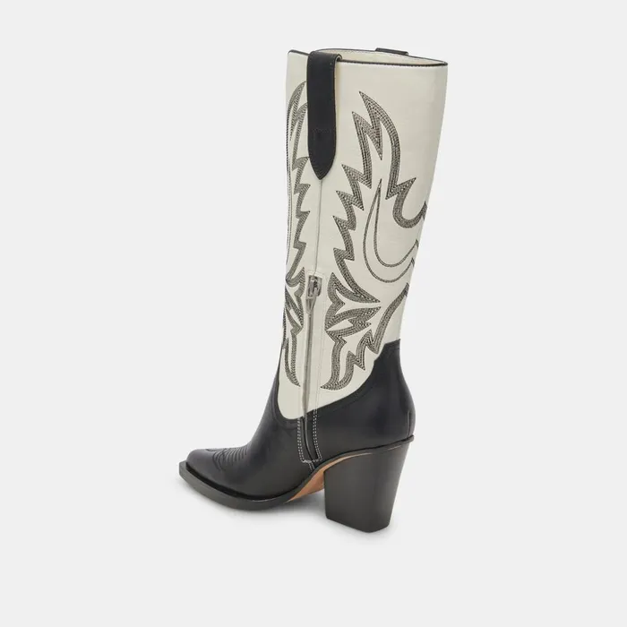 Blanch Boots Black White Leather Women Dolce Vita Boots and Booties