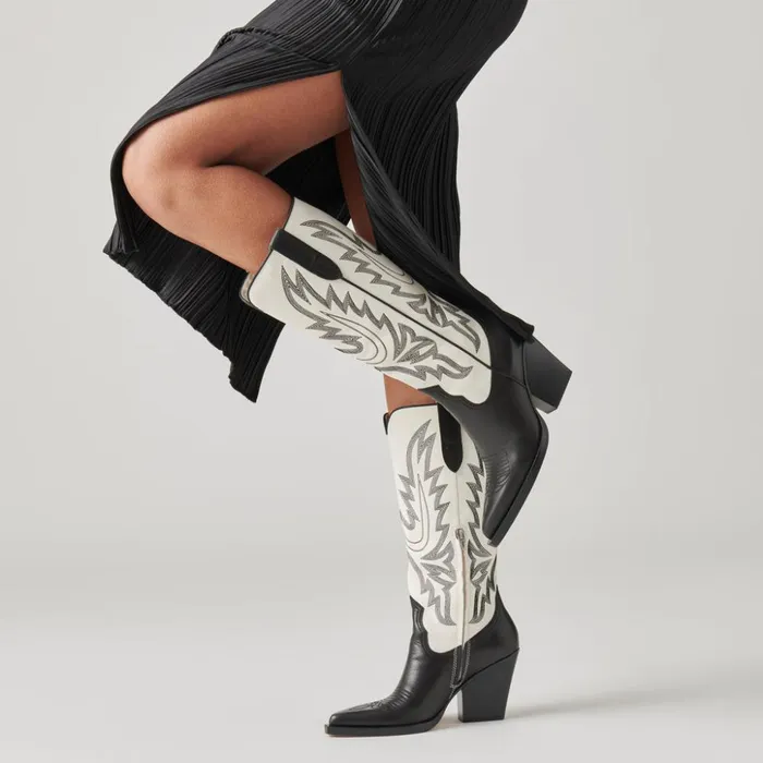 Blanch Boots Black White Leather Women Dolce Vita Boots and Booties