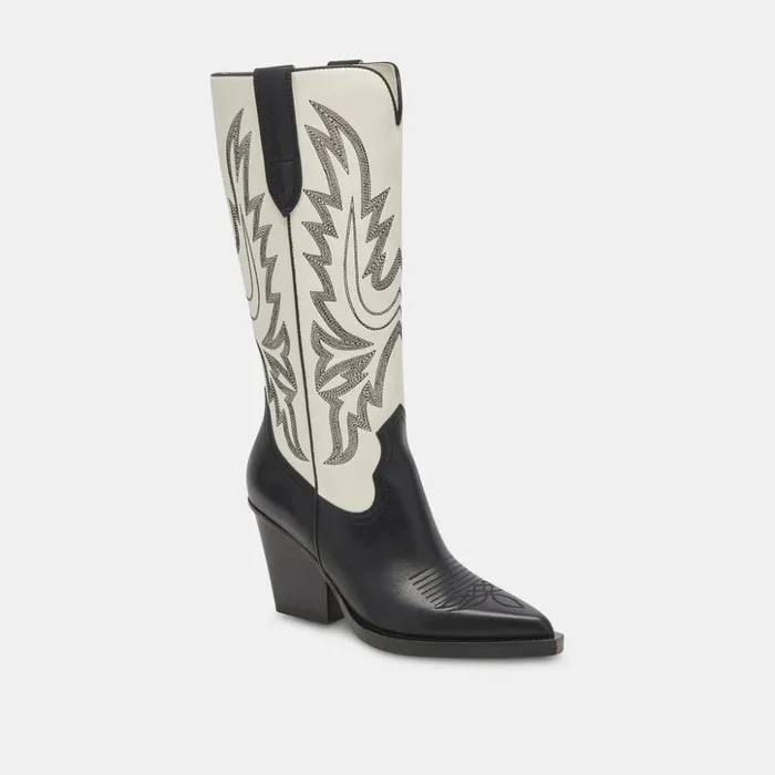Blanch Boots Black White Leather Women Dolce Vita Boots and Booties