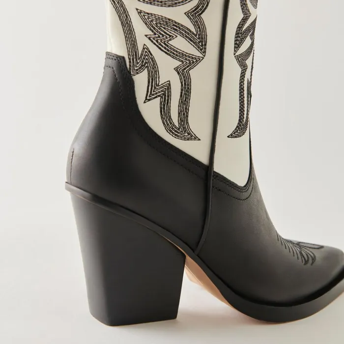 Blanch Boots Black White Leather Women Dolce Vita Boots and Booties