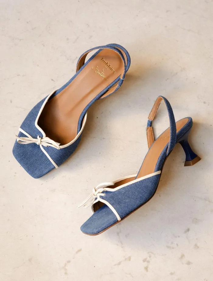 Bobbies Heeled Sandals Pier Stone Denim 8211 Women