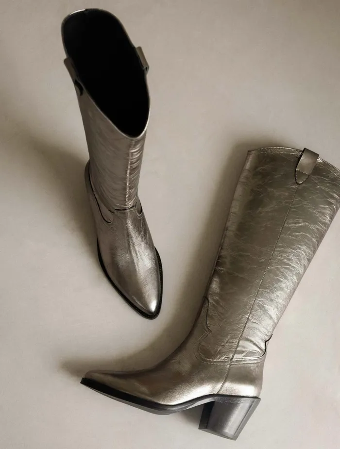 Bobbies Knee High Boots Dolores Cosmic Silver 8211 Women