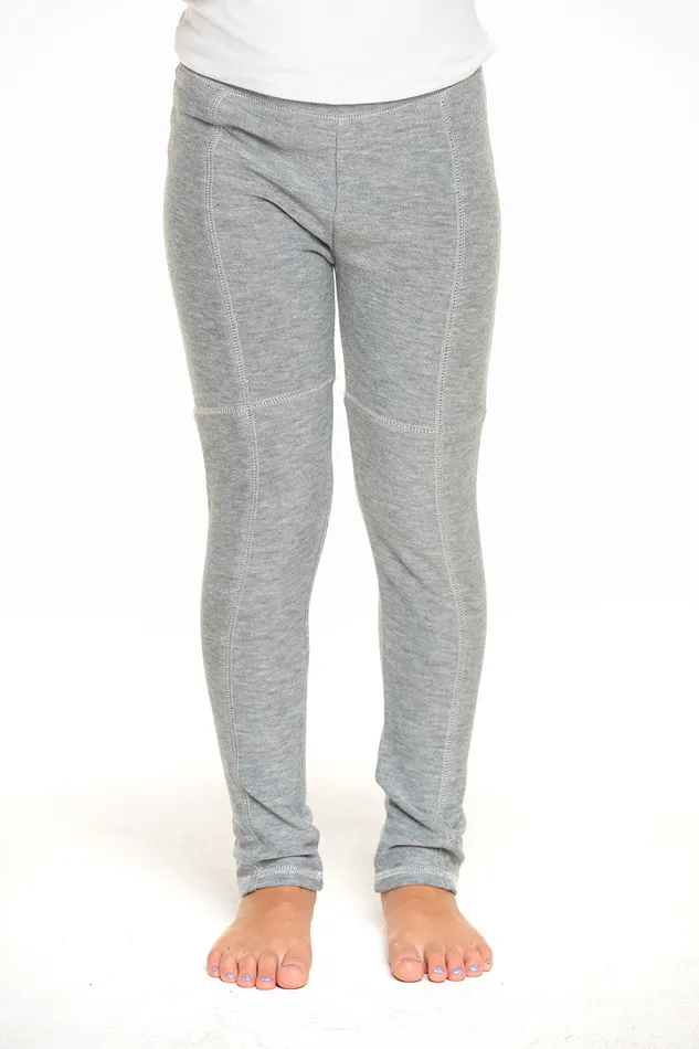 Bottoms Chaser Brand Girls Cozy Knit Seamed Panel Legging in Heather Grey