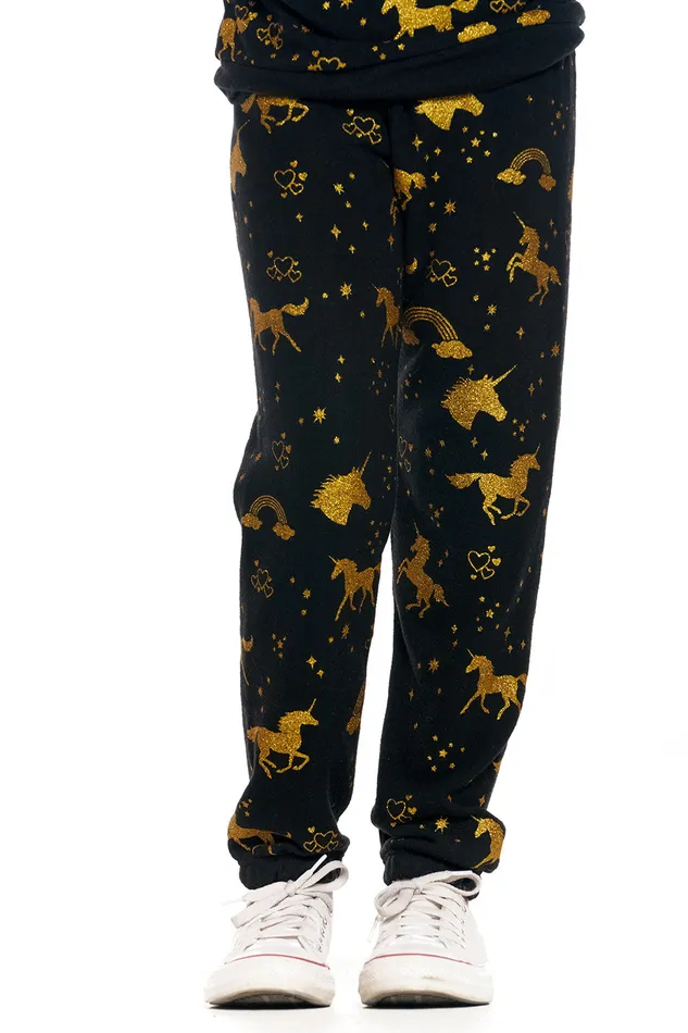 Bottoms Chaser Brand Girls Golden Unicorn Pants