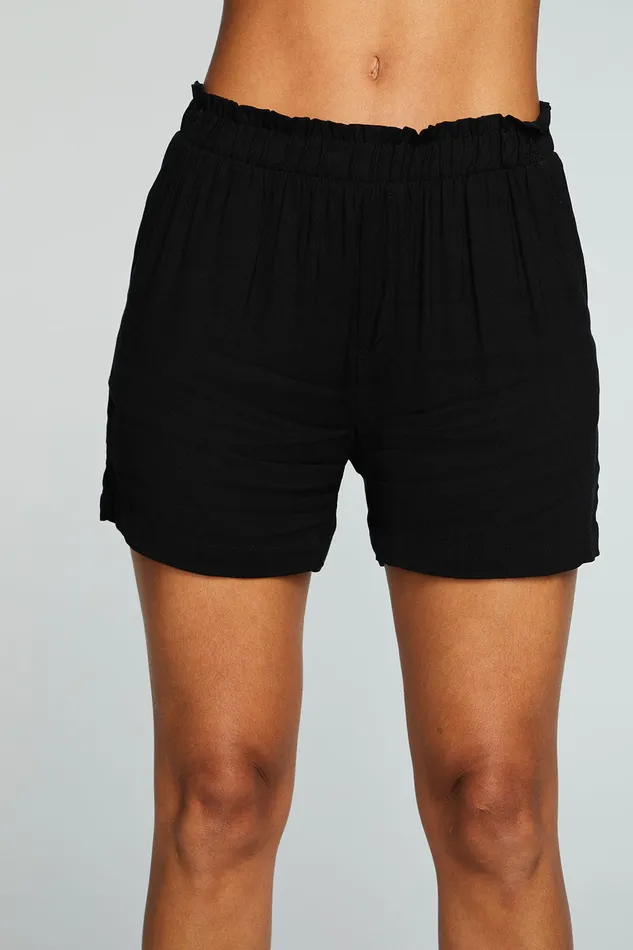 Bottoms Chaser Brand Womens Heirloom Wovens Paperbag Waist Easy Pull On Walking Shorts with Slits