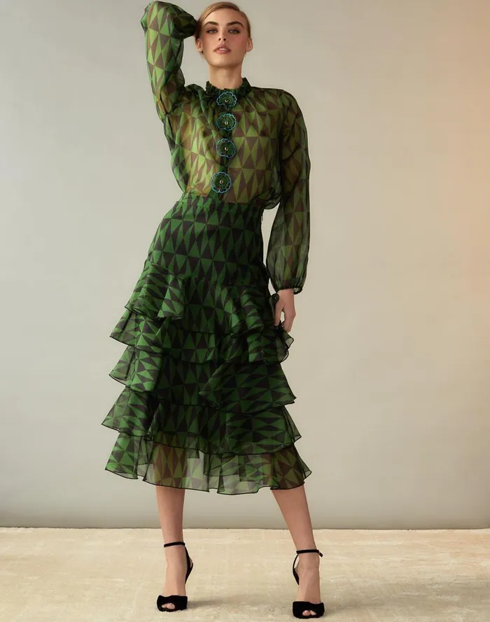 Bottoms Women Cynthia Rowley Evergreen Silk Organza Skirt