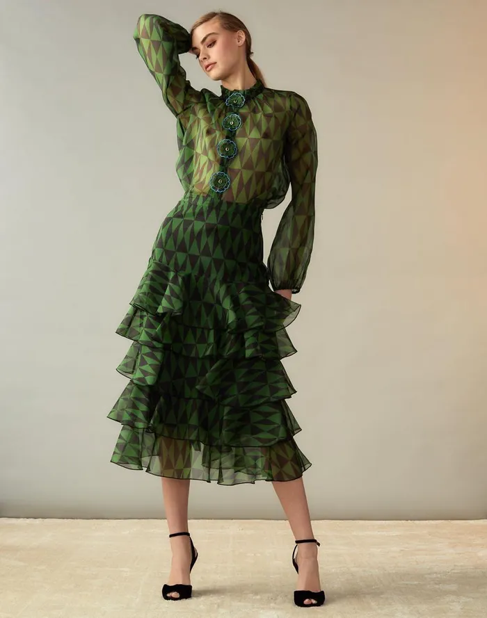 Bottoms Women Cynthia Rowley Evergreen Silk Organza Skirt
