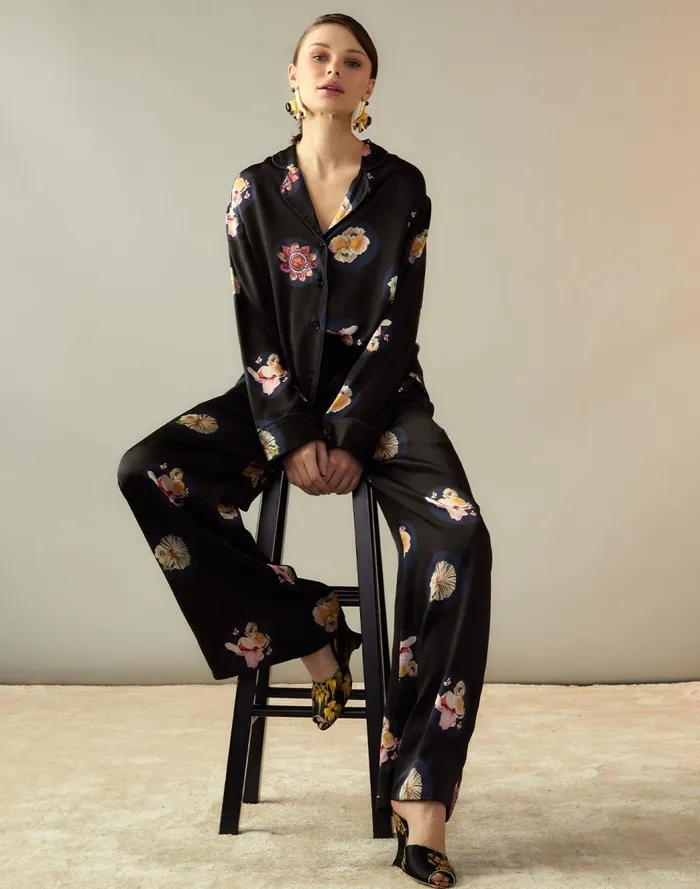 Bottoms Women Cynthia Rowley Moonlit Petal Silk Pant