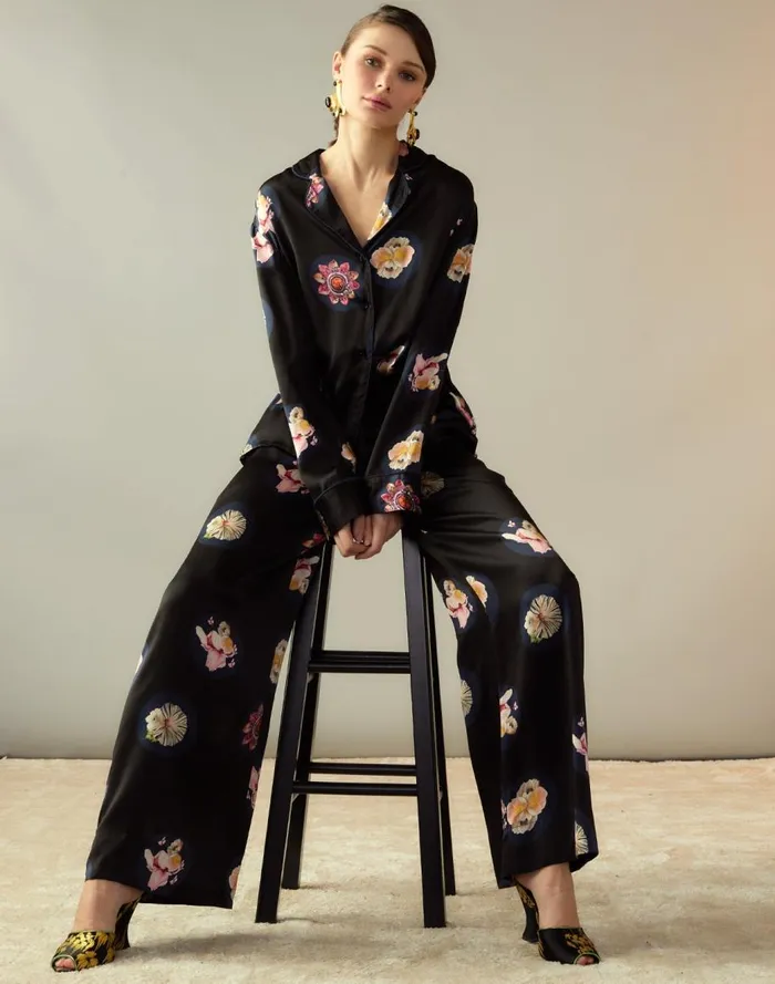 Bottoms Women Cynthia Rowley Moonlit Petal Silk Pant