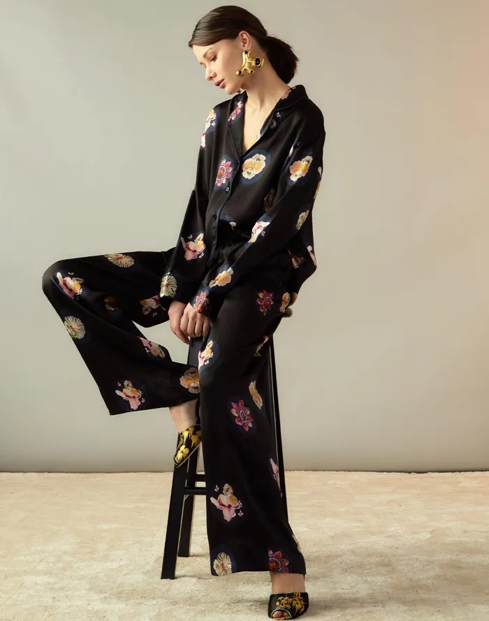 Bottoms Women Cynthia Rowley Moonlit Petal Silk Pant
