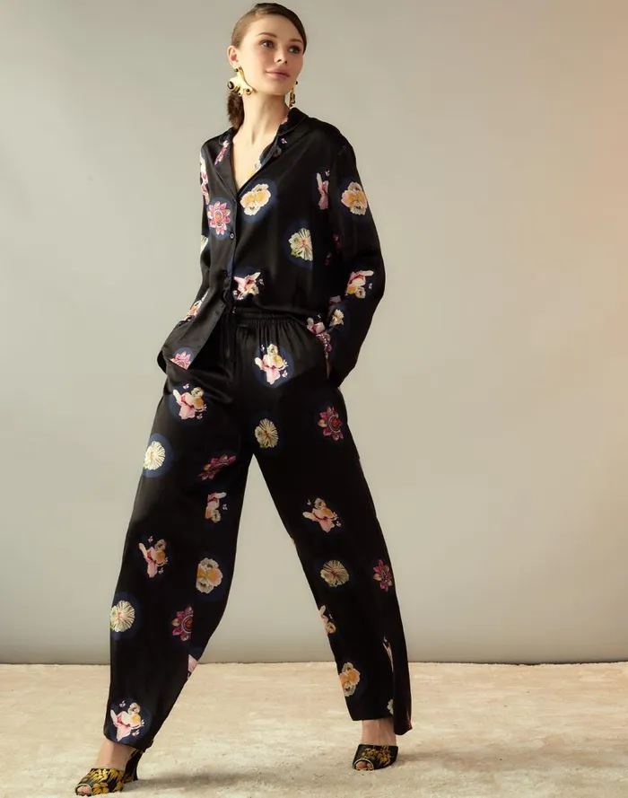 Bottoms Women Cynthia Rowley Moonlit Petal Silk Pant