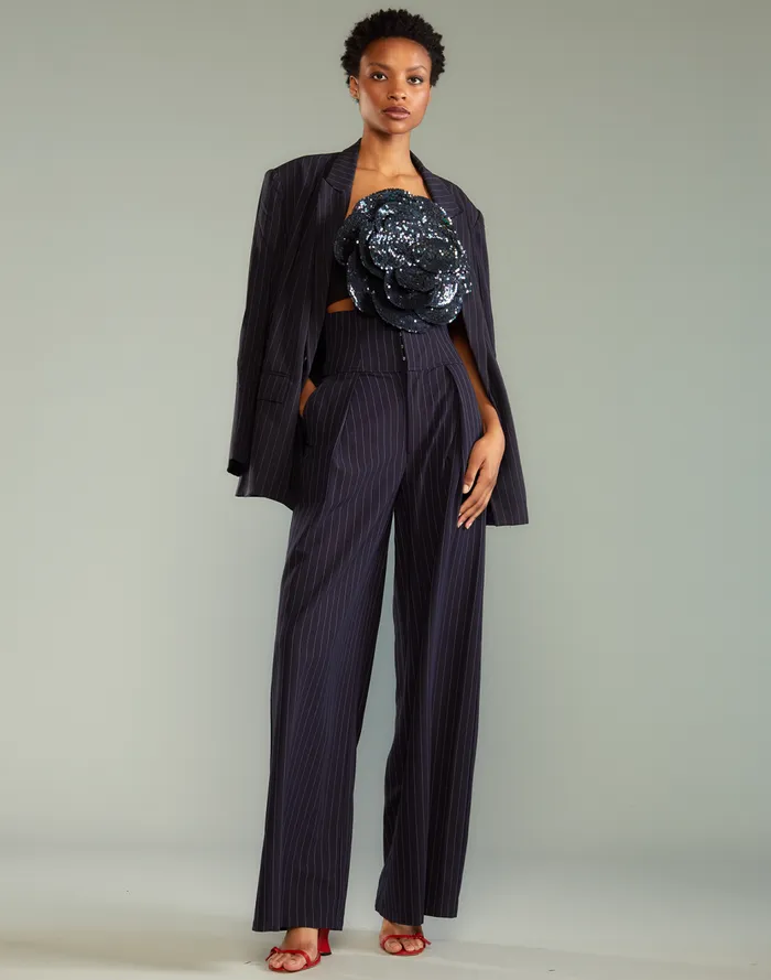 Bottoms Women Cynthia Rowley Pinstripe Corset Waist Pants