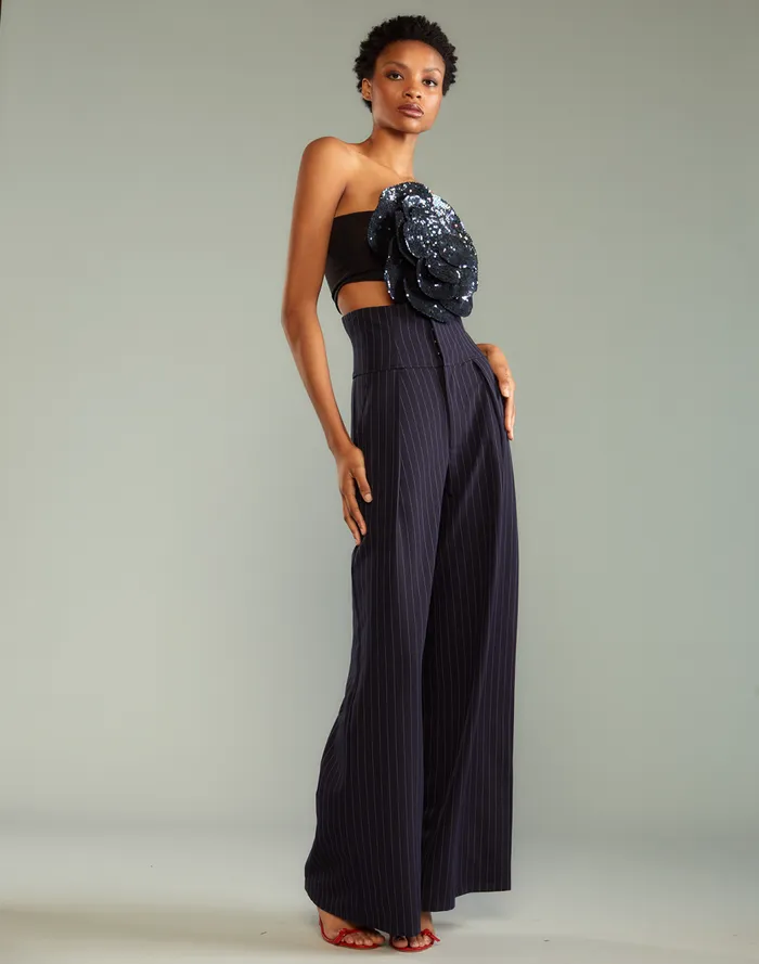 Bottoms Women Cynthia Rowley Pinstripe Corset Waist Pants