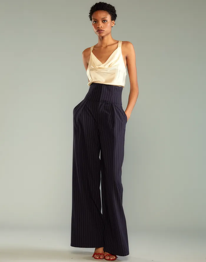 Bottoms Women Cynthia Rowley Pinstripe Corset Waist Pants
