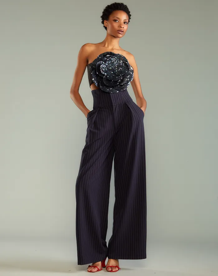 Bottoms Women Cynthia Rowley Pinstripe Corset Waist Pants