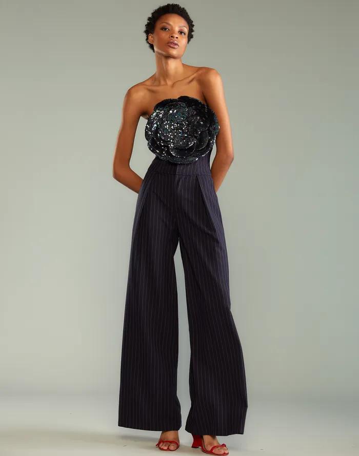 Bottoms Women Cynthia Rowley Pinstripe Corset Waist Pants