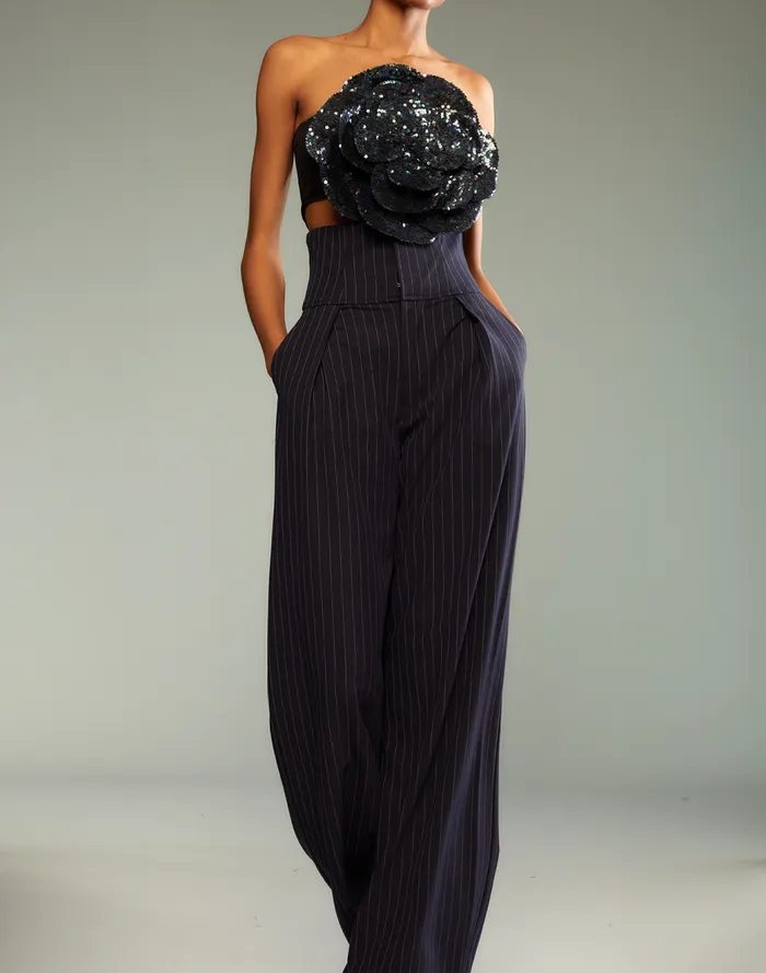 Bottoms Women Cynthia Rowley Pinstripe Corset Waist Pants