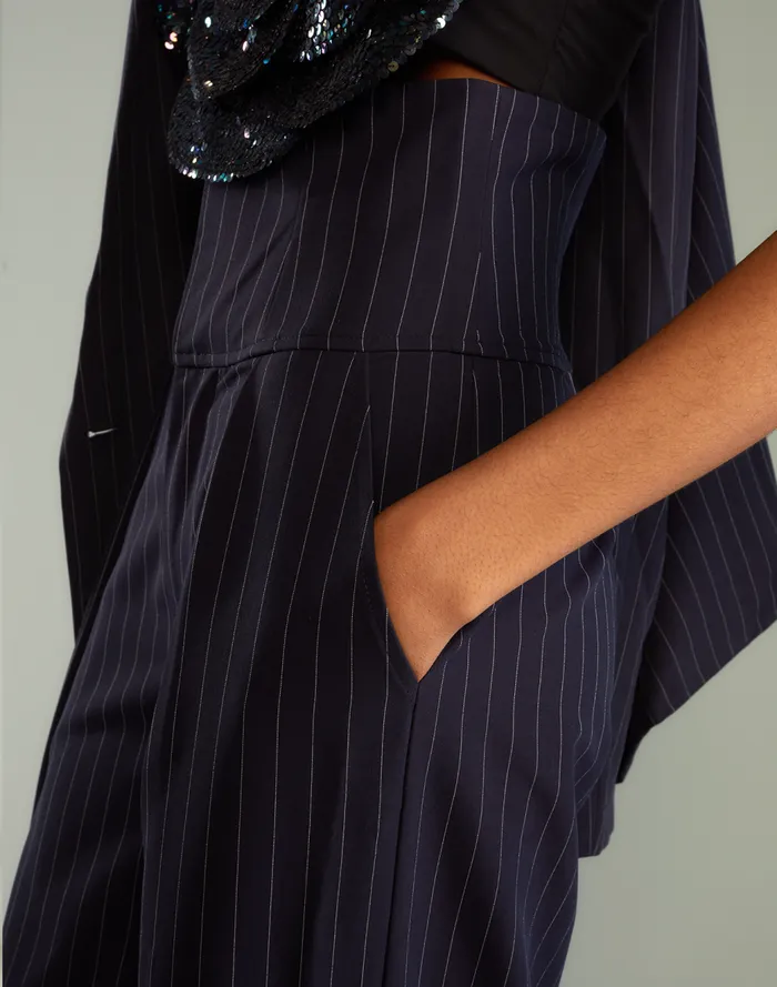 Bottoms Women Cynthia Rowley Pinstripe Corset Waist Pants