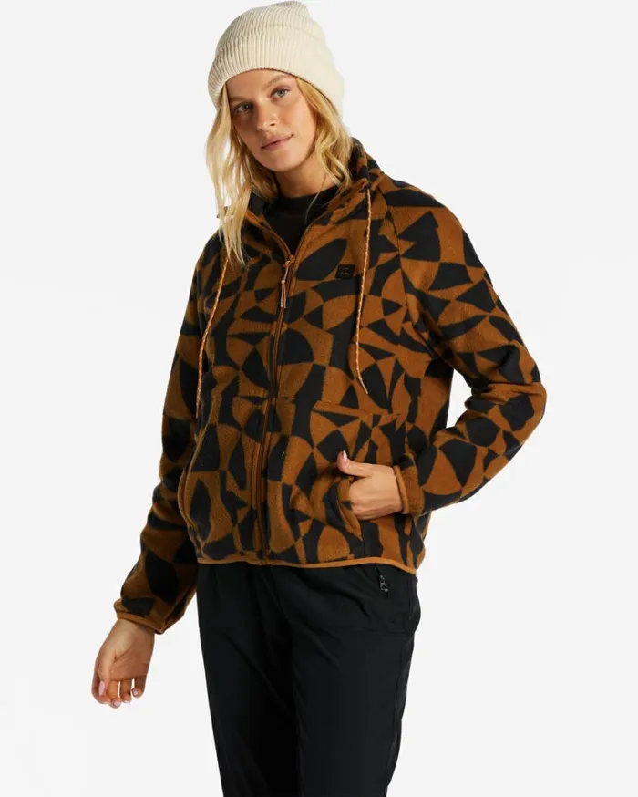 Boundary ZipUp Mock Neck Fleece Walnut Women Billabong Sweatshirts and Fleece