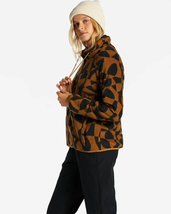 Boundary ZipUp Mock Neck Fleece Walnut Women Billabong Sweatshirts and Fleece