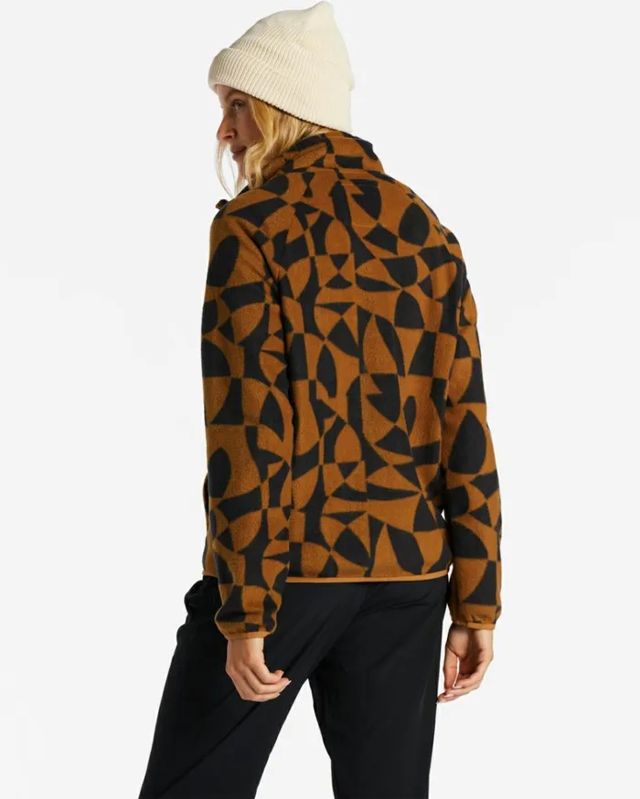 Boundary ZipUp Mock Neck Fleece Walnut Women Billabong Sweatshirts and Fleece