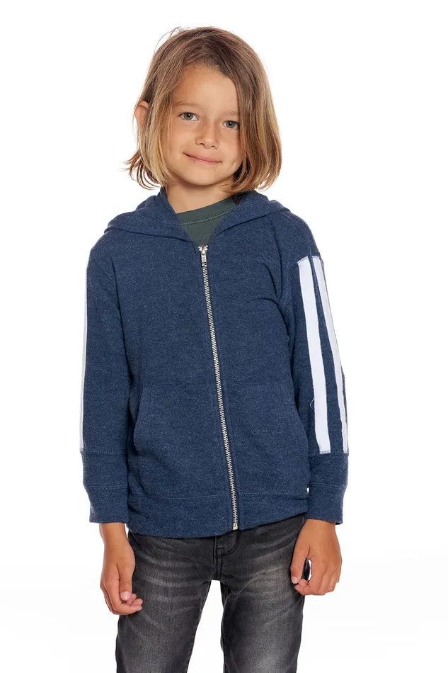 Boys Chaser Brand rPET Bliss Knit Blocked Extended Cuff Long Sleeve Zip Up Hoodie Dresses and Skirts