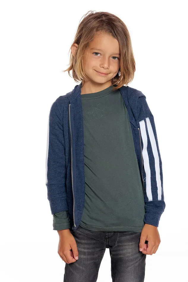 Boys Chaser Brand rPET Bliss Knit Blocked Extended Cuff Long Sleeve Zip Up Hoodie Dresses and Skirts Boys Chaser Brand rPET Bliss Knit Blocked Extended Cuff Long Sleeve Zip Up Hoodie Dresses and Skirts
