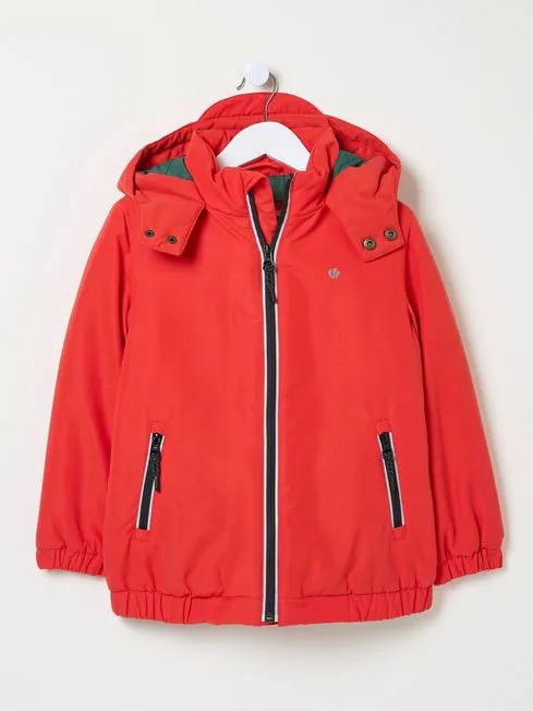 Boys Fatface Coats and Jackets Archie Red Hooded Padded Jacket