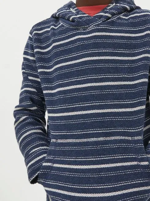 Boys Fatface Sweatshirts and Hoodies Blue Texture Stripe Popover Hoodie Boys Fatface Sweatshirts and Hoodies Blue Texture Stripe Popover Hoodie