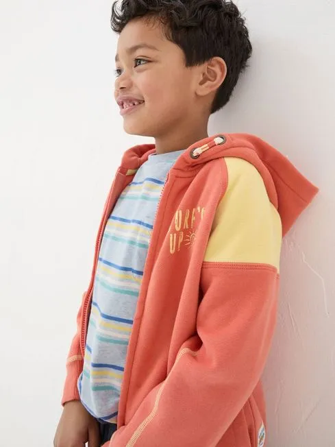 Boys Fatface Sweatshirts and Hoodies Orange Palm Zip Through Hoodie Boys Fatface Sweatshirts and Hoodies Orange Palm Zip Through Hoodie