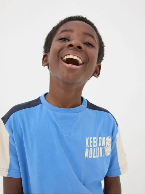 Boys Fatface TShirts and Polos Blue Colourblock Jersey TShirt