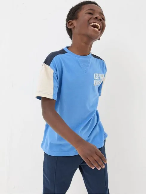 Boys Fatface TShirts and Polos Blue Colourblock Jersey TShirt Boys Fatface TShirts and Polos Blue Colourblock Jersey TShirt