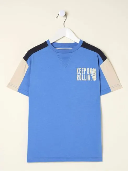 Boys Fatface TShirts and Polos Blue Colourblock Jersey TShirt Boys Fatface TShirts and Polos Blue Colourblock Jersey TShirt