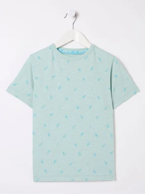 Boys Fatface TShirts and Polos Judes Green AllOver Print TShirt