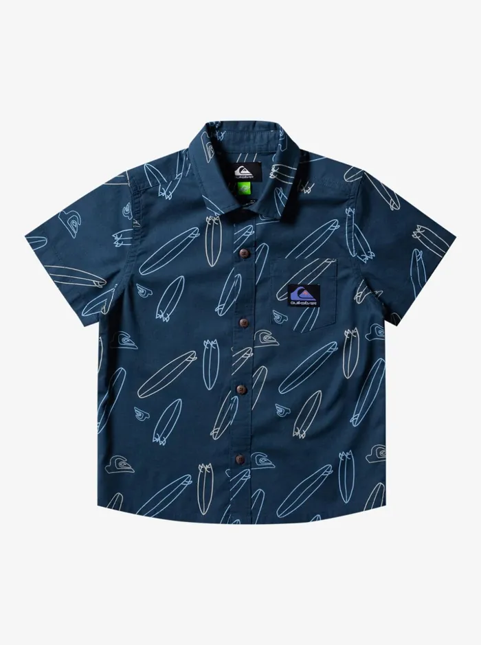 Boys Quiksilver Shirts Where Is My Board Short Sleeve Shirt Midnight Navy Wheres My Board