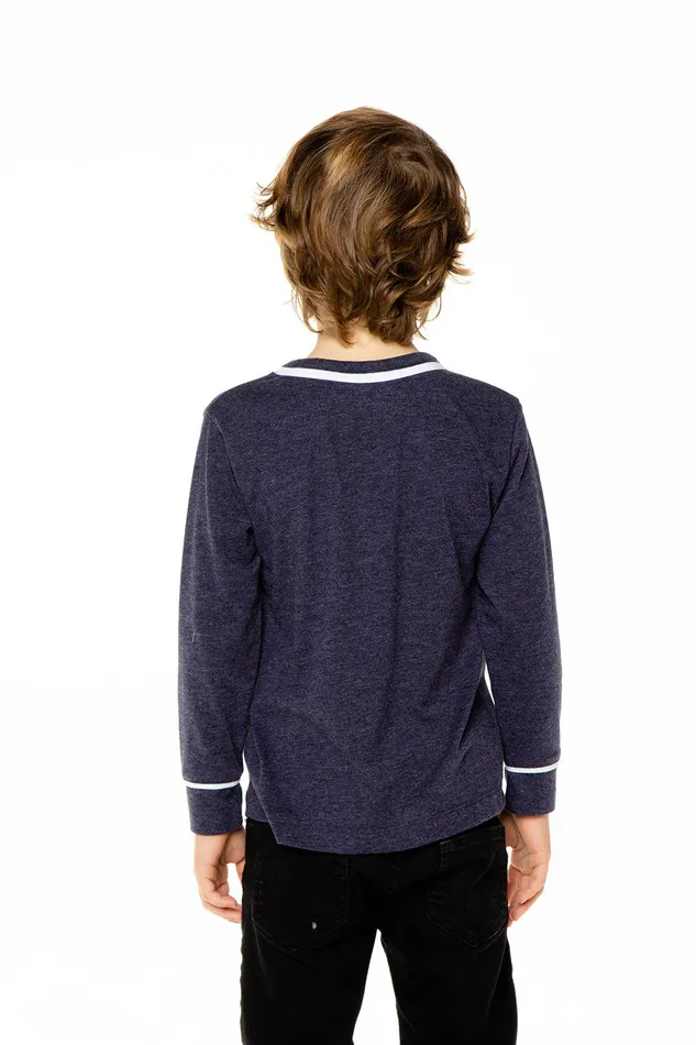 Boys Tops Chaser Brand Recycled Vintage Jersey Long Sleeve Pocket Tee with Piping