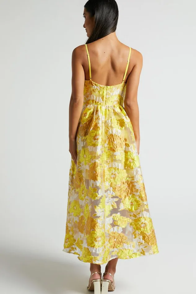 Brailey Midi Dress 8211 Aline Corset Detail Dress In Yellow Women Showpo Curve Clothes