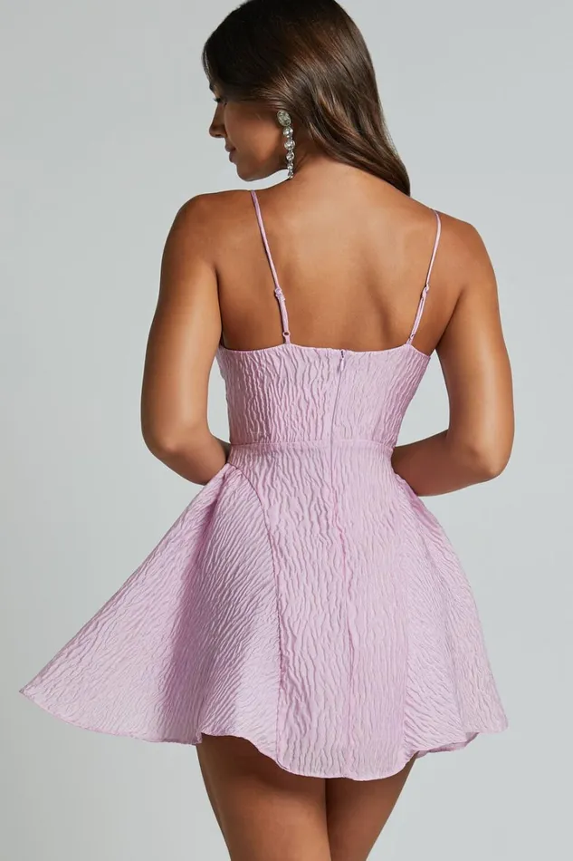 Brandi Mini Dress 8211 Bust Cup Full Hem Textured Jacquard Mini Dress In Light Pink Women Showpo Dresses