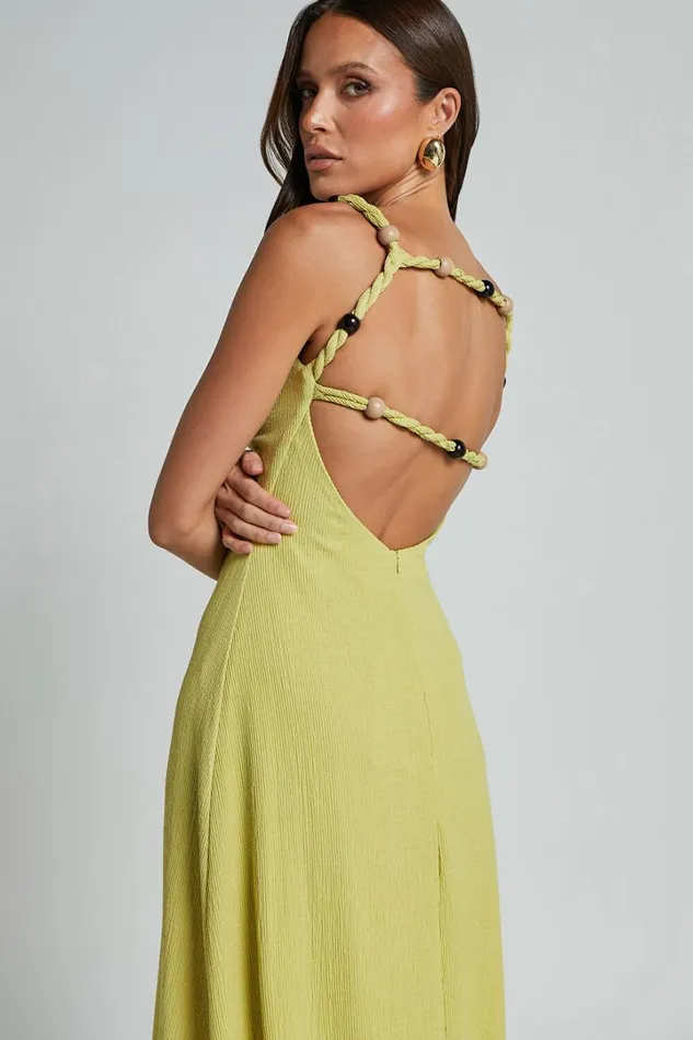 Brie Midi Dress 8211 Scoop Neck Knit Slip Dress In Chartreuse Women Showpo Dresses