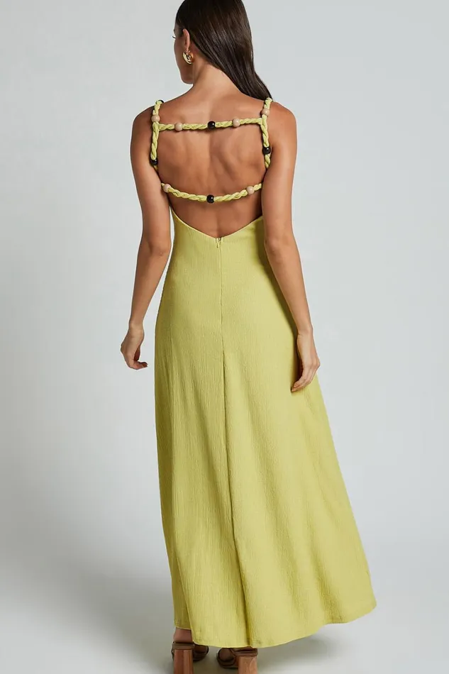 Brie Midi Dress 8211 Scoop Neck Knit Slip Dress In Chartreuse Women Showpo Dresses