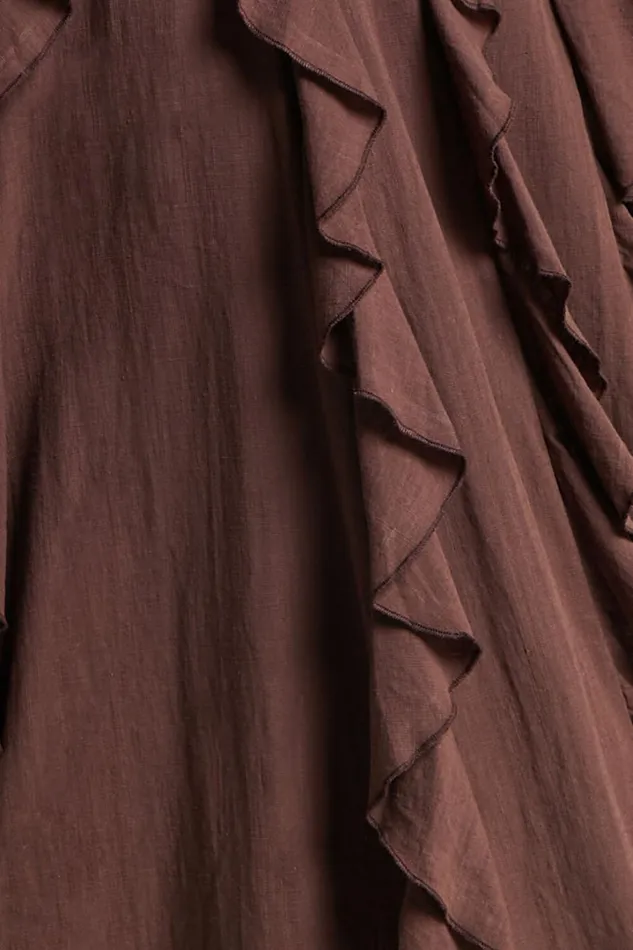 Britney Maxi Dress 8211 One Shoulder Ruffle Detail Dress In Chocolate Women Showpo Conscious