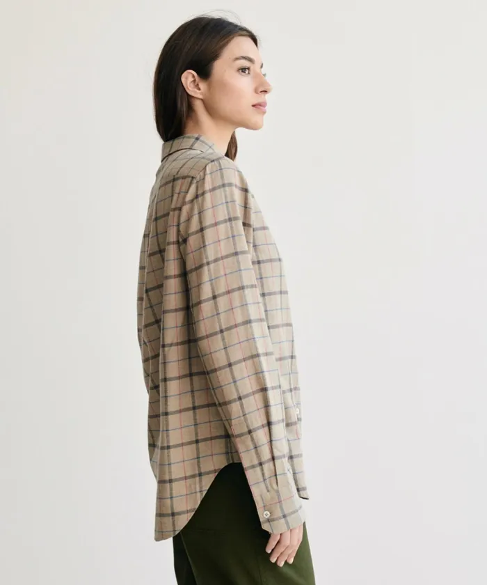 ButtonUps Women Jenni Kayne Lightweight Flannel Taupe Plaid