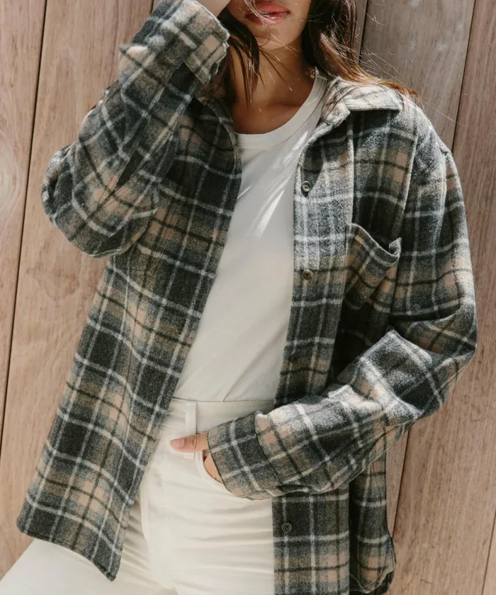 ButtonUps Women Jenni Kayne O039Keeffe Overshirt Charcoal Plaid