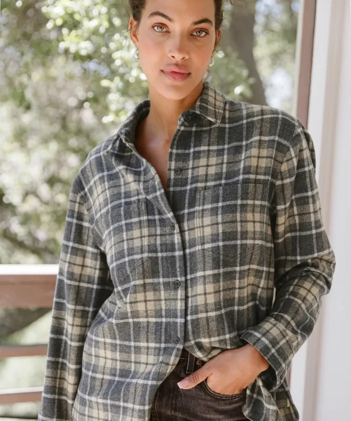 ButtonUps Women Jenni Kayne O039Keeffe Overshirt Charcoal Plaid