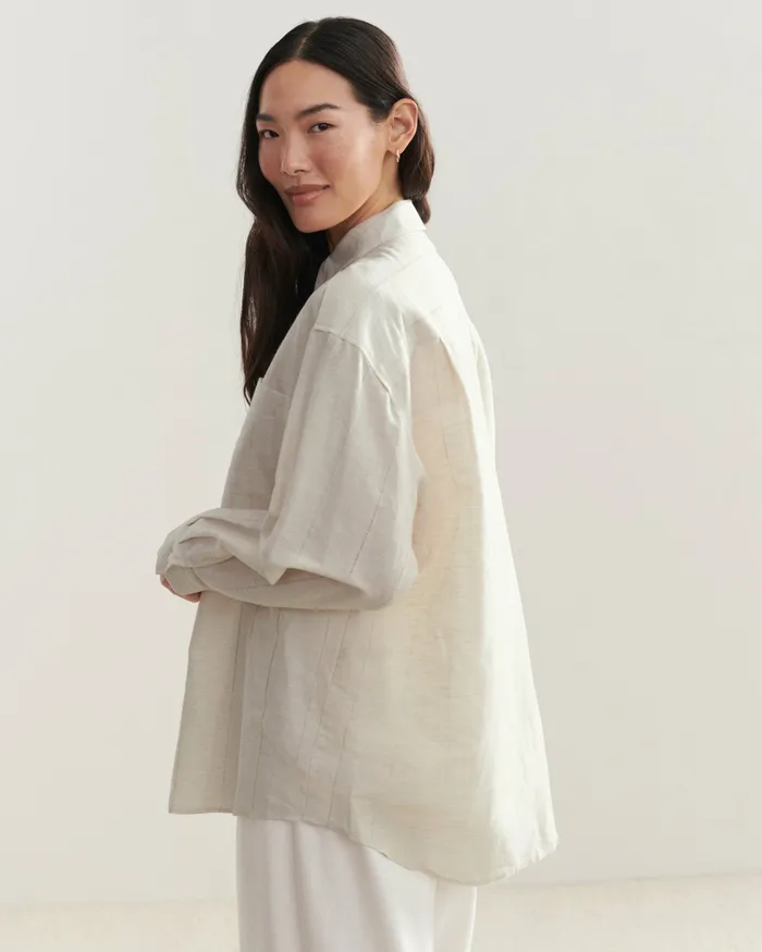 ButtonUps Women Jenni Kayne Oversized Shirt Natural Stripe