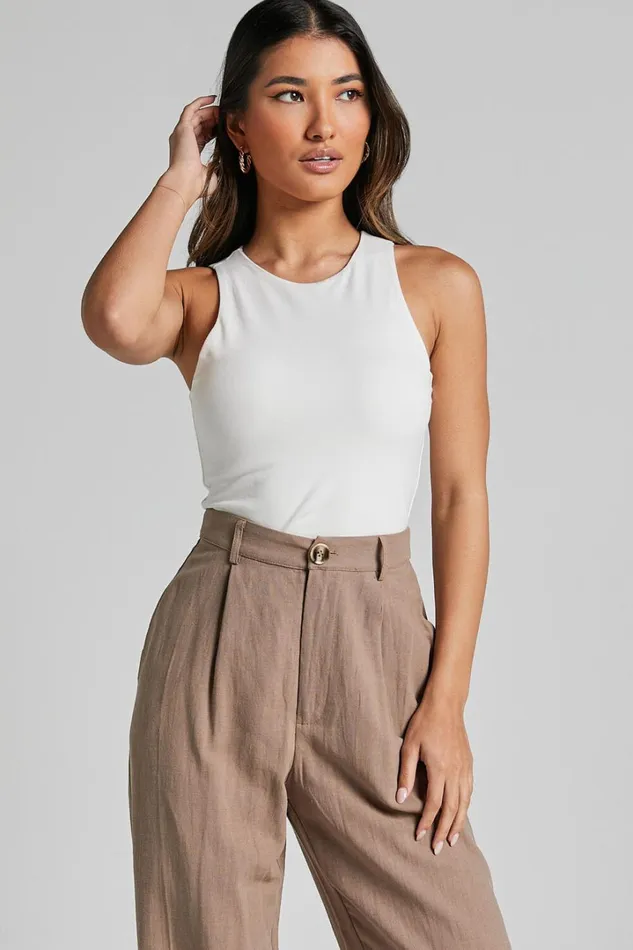 Cardella Tank 8211 Jersey Long Line Scoop Neck Top In White Women Showpo Basics
