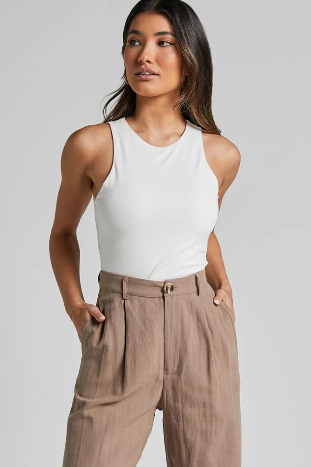 Cardella Tank 8211 Jersey Long Line Scoop Neck Top In White Women Showpo Basics
