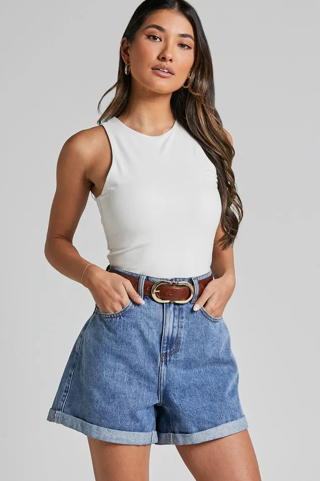 Cardella Tank 8211 Jersey Long Line Scoop Neck Top In White Women Showpo Basics